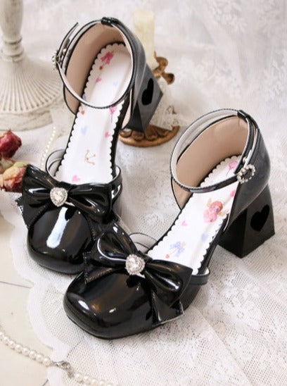 High Love Diamond Ribbon Heel Shoes Lolita