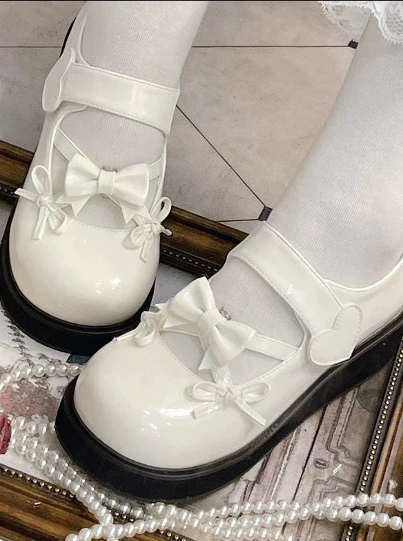 Round Lolita Shoes Ribbon Toe Platform