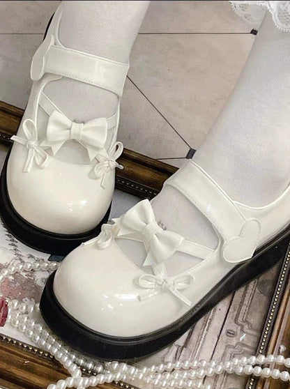 Round Lolita Shoes Ribbon Toe Platform