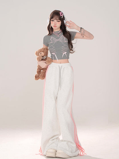 デザインTシャツ ショート スリム リボン