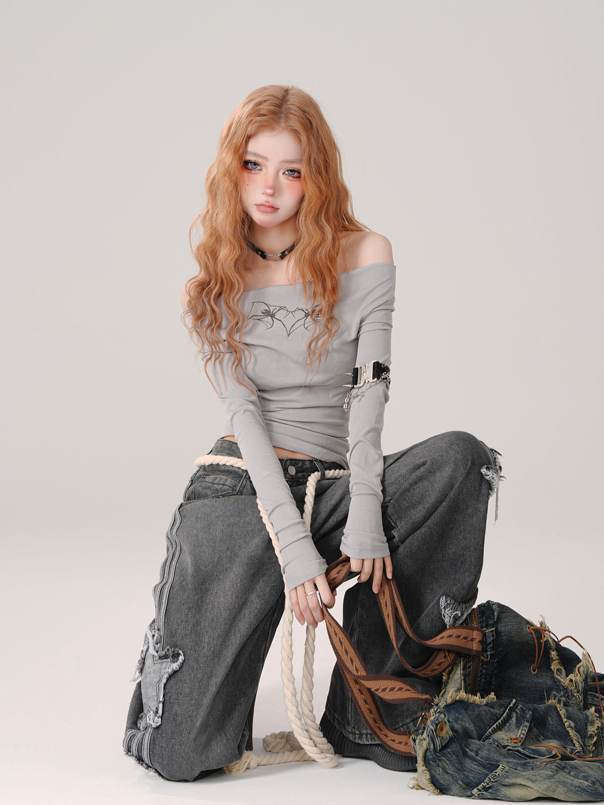 ショートトップス オフショルダー エンジェルタイツ