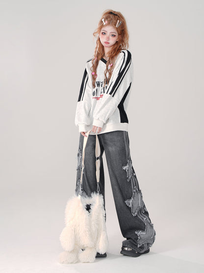 Pullover V-Ausschnitt Retro Sweat Sporty