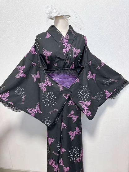 Japanese Yukata Dress – Butterfly Print Kimono Robe