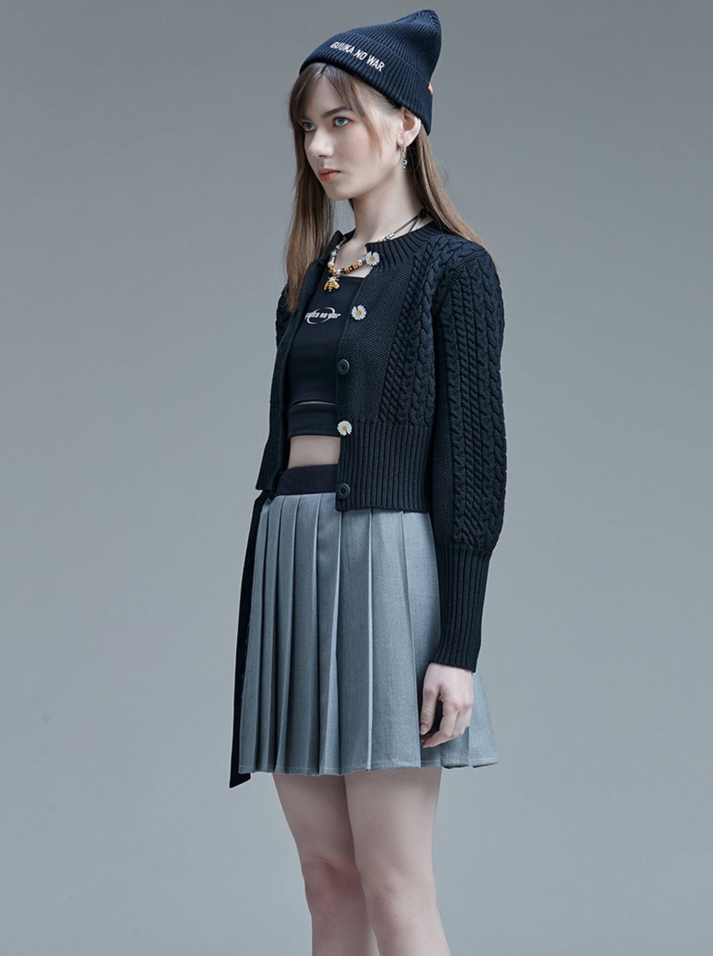 プリーツロゴアシンメトリースカート