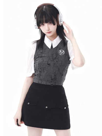 Grey Princeton Shirt Suit College Summer Black Vest Design