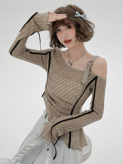 Unregelmäßiges One-Shoulder-Top, transparent, schmal, amerikanisch