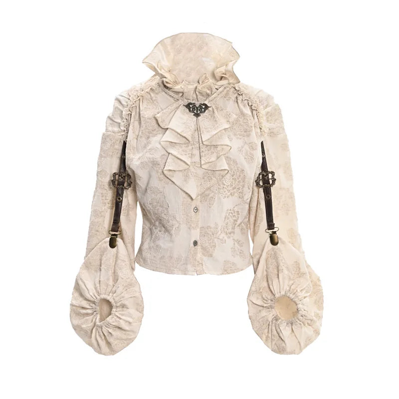 Exile's Journey stand-collar ruffle blouse sold separately