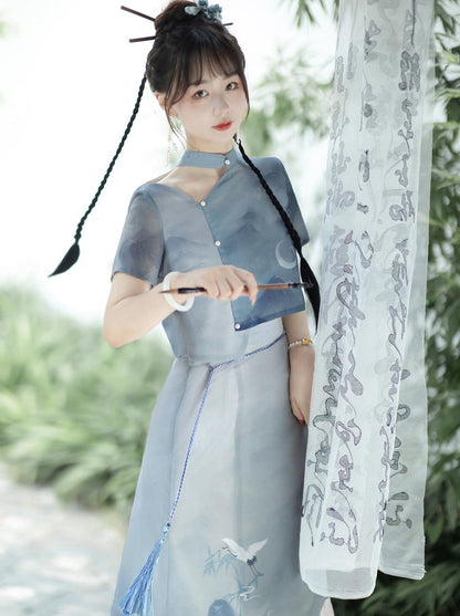 Rock Quaste + Shirt China Asymmetrischer China Print