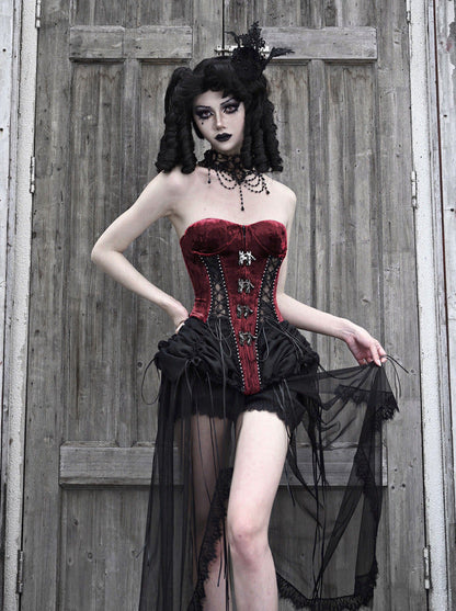 ダークアリスドレス ヘルフィッシュボーンストラップコルセットセット ゴシックチュール