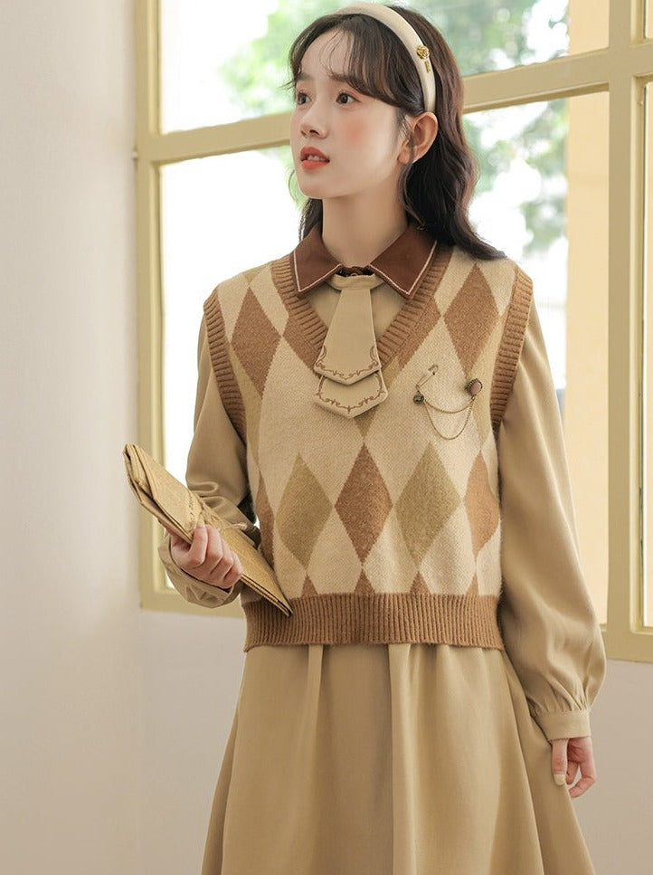 デザインドレス ニットベスト レトロアーガイル