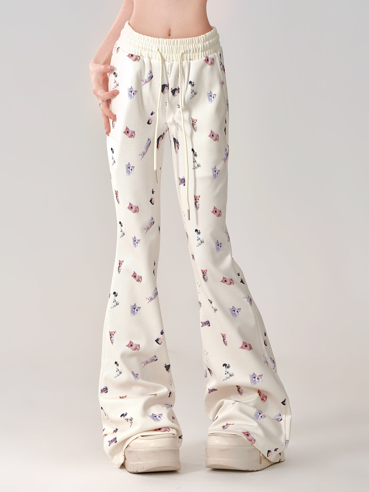 Pants Casual Cat Slim Print