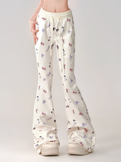 Pants Casual Cat Slim Print