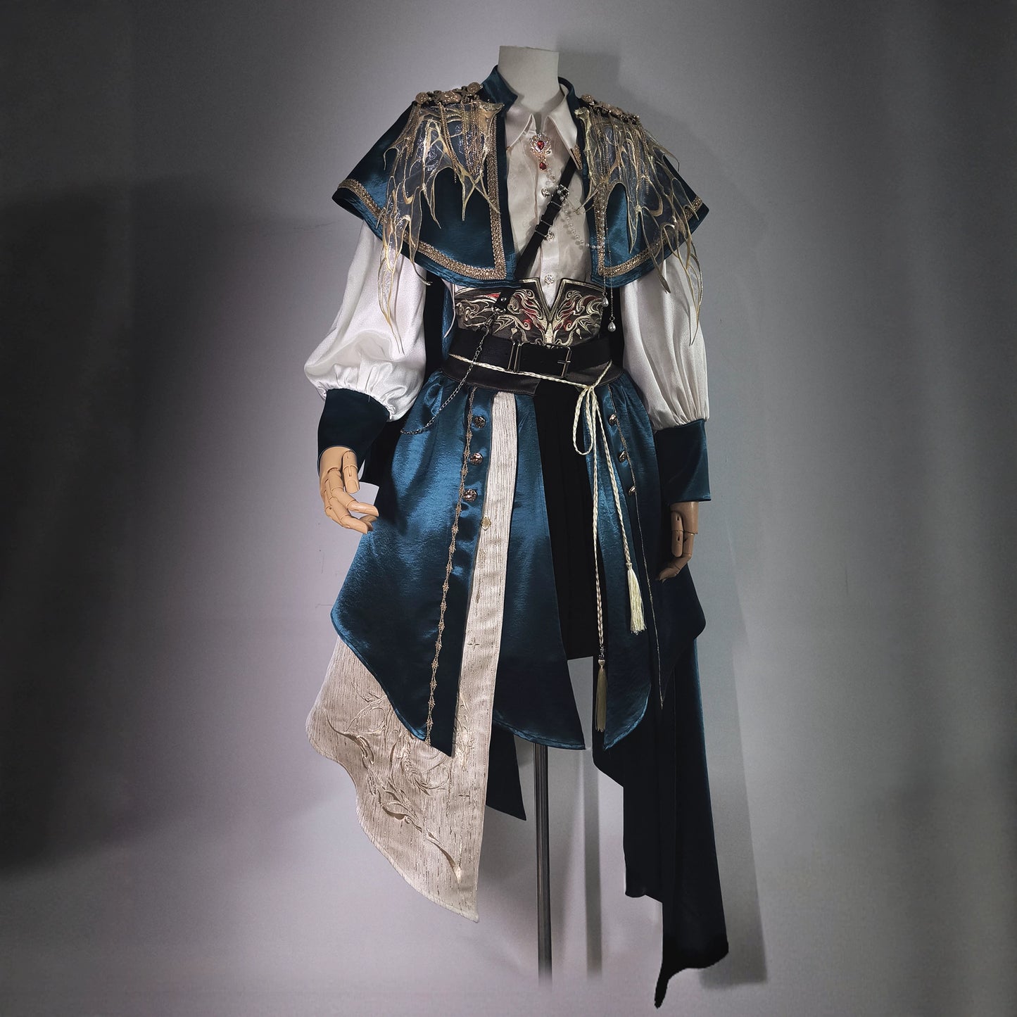 Hanfu Military Lolita Set Embroidered Cape Shirt & Pants - Long Yao
