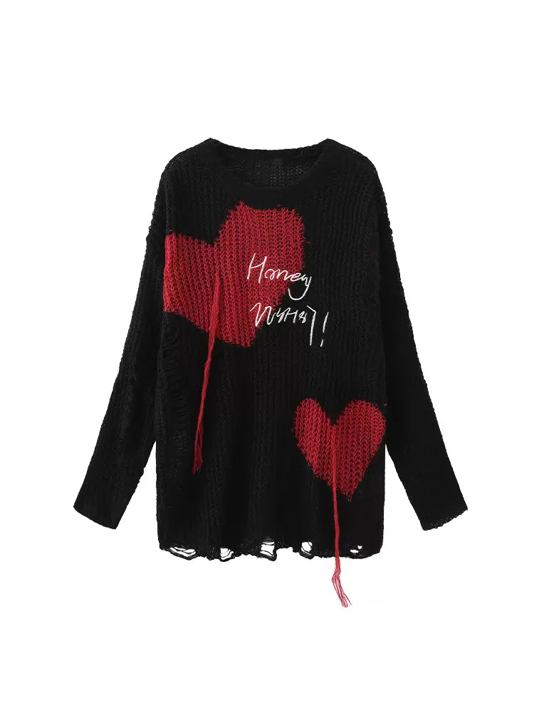 ブラックニットコントラストルーズサンスクリーン