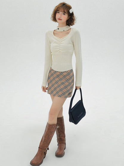 Schlankes, quadratisches Oberteil mit Taillenhalsausschnitt