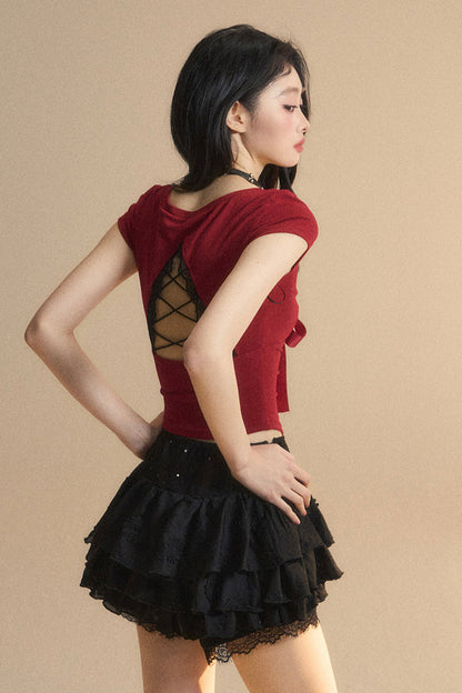 トップ予約 リボントリム レース シック クロップ