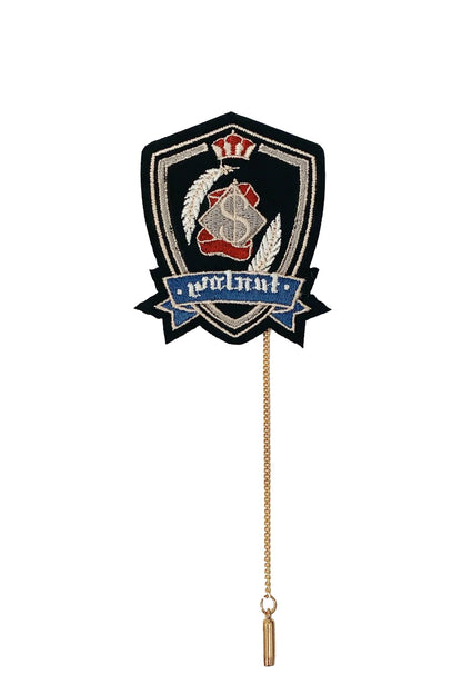 Kleid Marineblau Brosche Elegant Retro Blau + Band Schlank