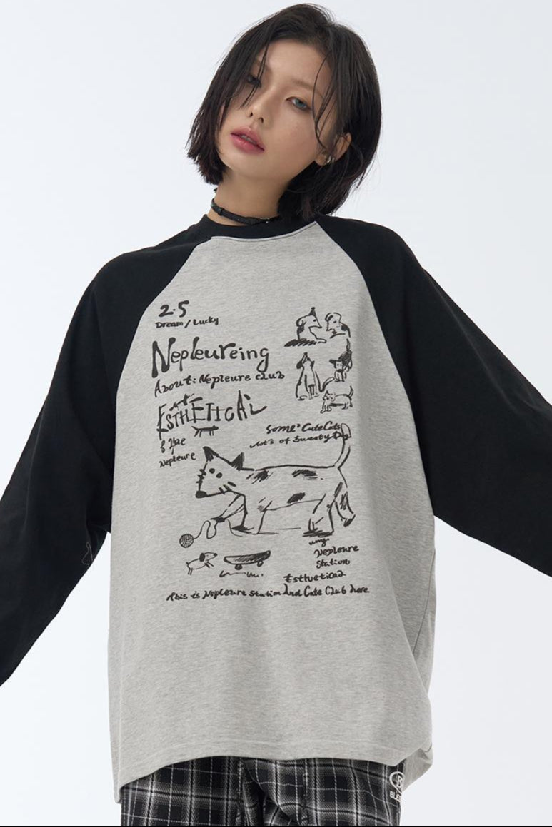 アートスリーブ ロングストリート パッチワーク Tシャツ