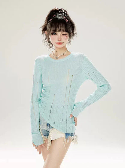 Denim Shorts Damaged Retro