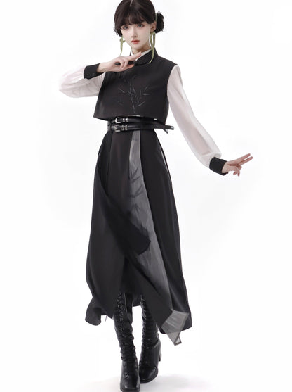 Design Print New Bamboo Schwarz Anzug China Weiß