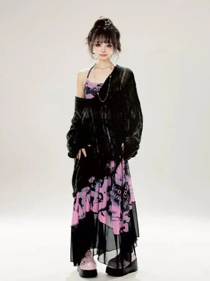 Camisole Pictorial Tulle Long Neckholder + Neck Sweet Rock