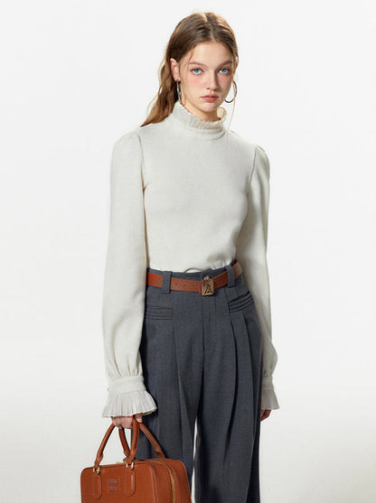 Bow-tie Gray Vest Pleated Knit Pants Slack Suit + Shirt
