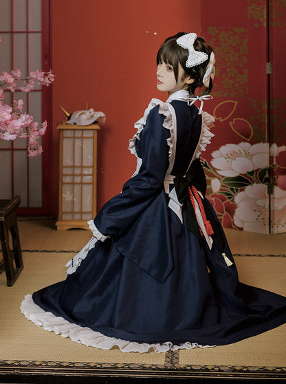 Kleid Schleife Maid Retro Rüschen Groß