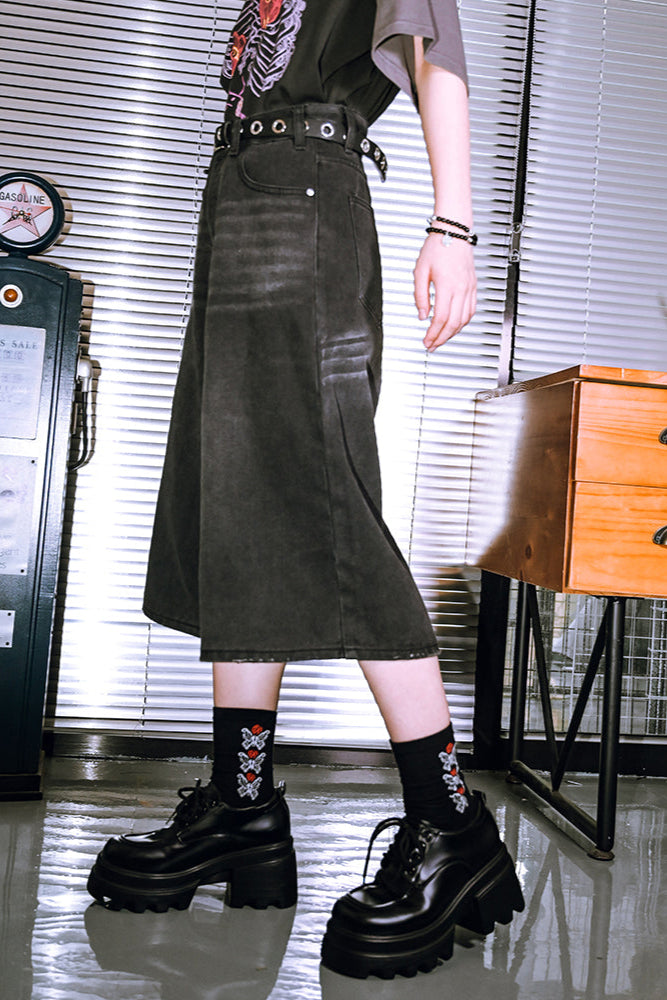 パンツ ハーフアッシュ ブラックデニム