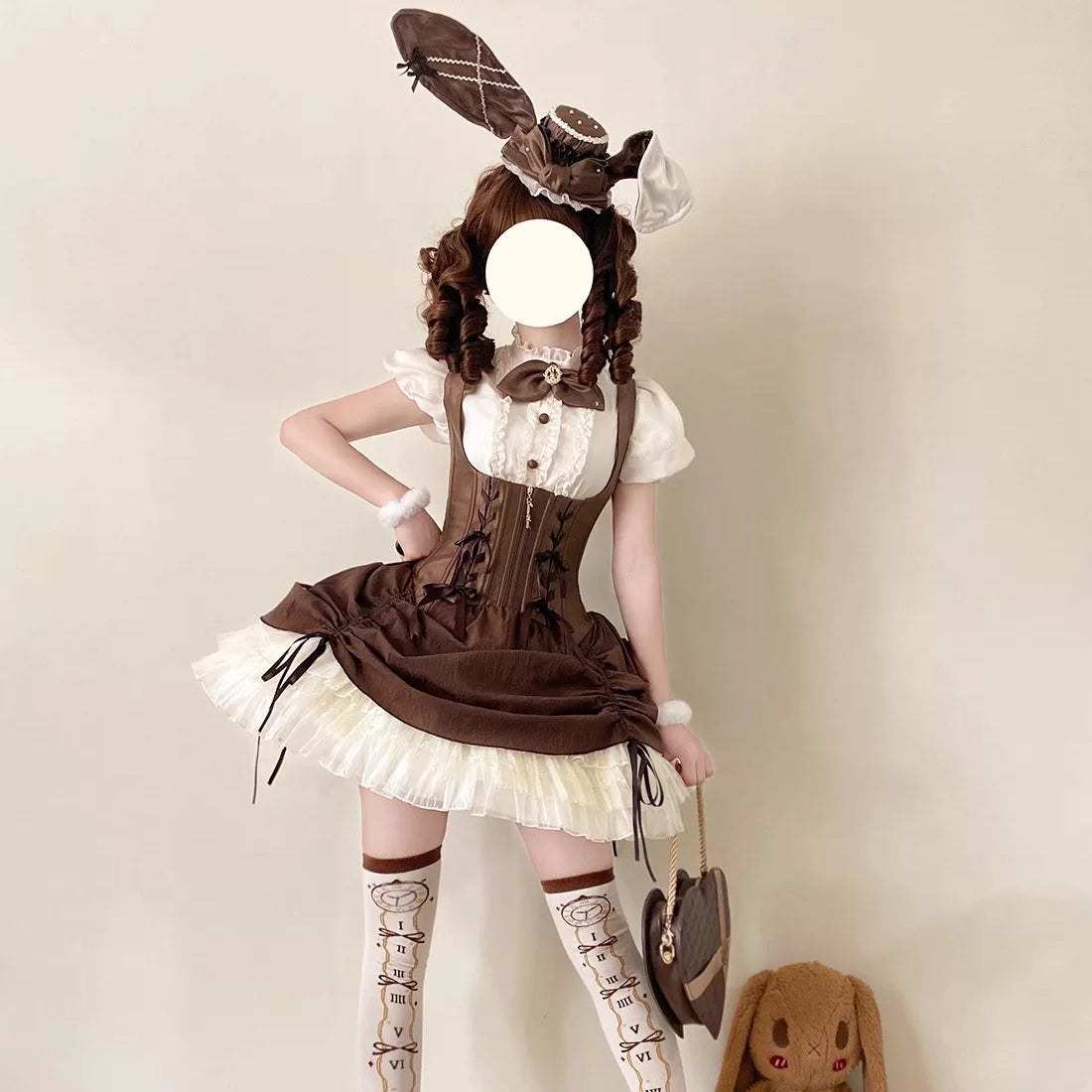 Bloé Rabbit Lolita JSK – Boned Waist-Cinching Princess Dress | Caramel Antique