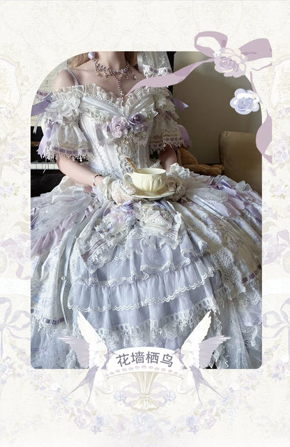 Starry Cat Flower Wall Perching Bird Lolita JSK