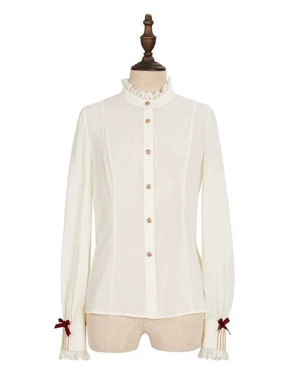 ジャカード刺繍のクラシックコンダクターシャツスカートセットアップ