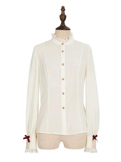 ジャカード刺繍のクラシックコンダクターシャツスカートセットアップ