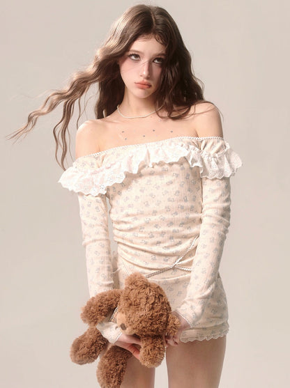 ミルキートップガーリーショーツ + アプリコットレース