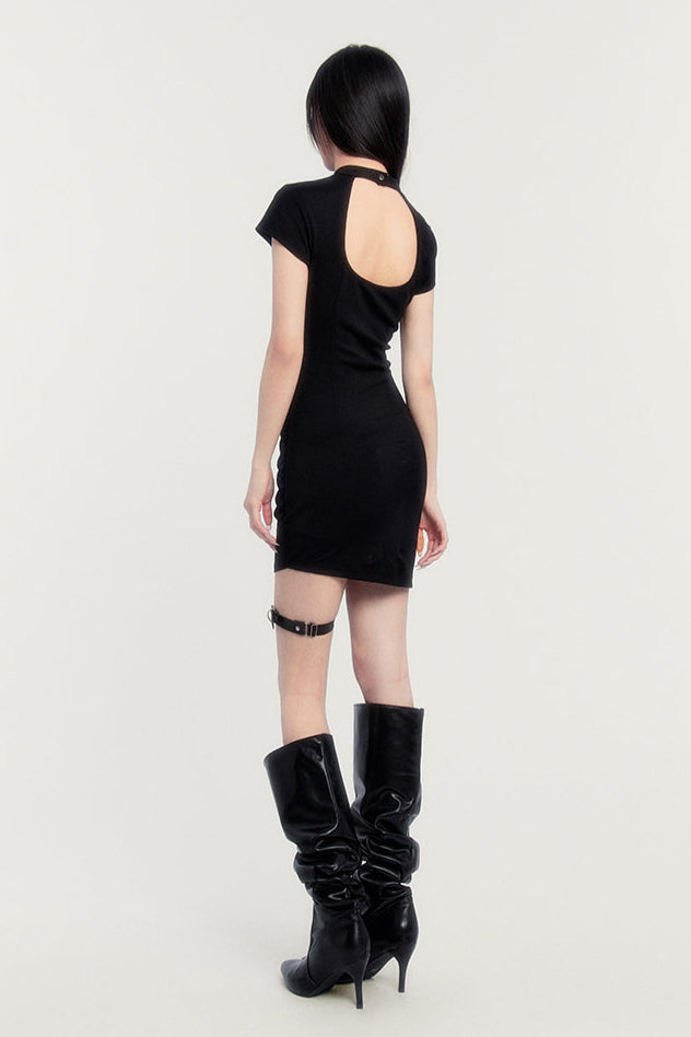 ネックレターロゴドレス ハーフタイト