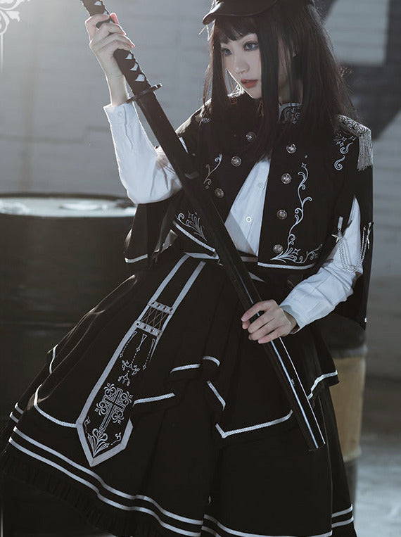 アーミーアップロースカートブルンブルケープダークミリタリーバトルジャケットユニフォームセット