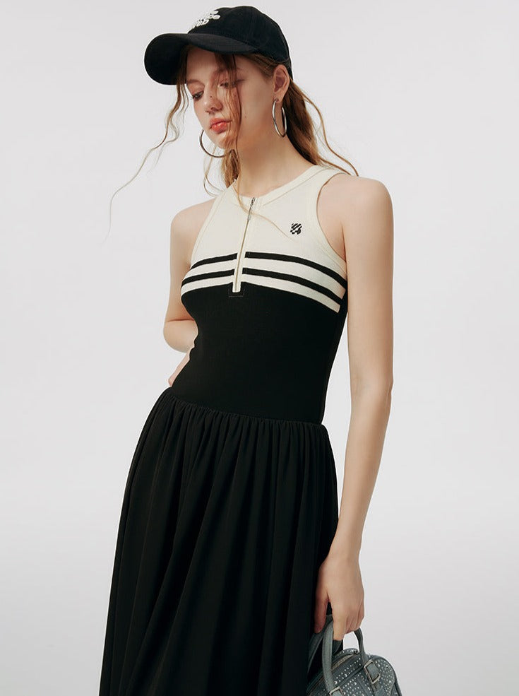 スカート スポーティ フレア ノースリーブ ドレス