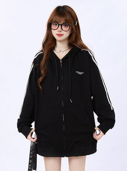 Hoodie Zip Check Casual Jacket Sports Sweat