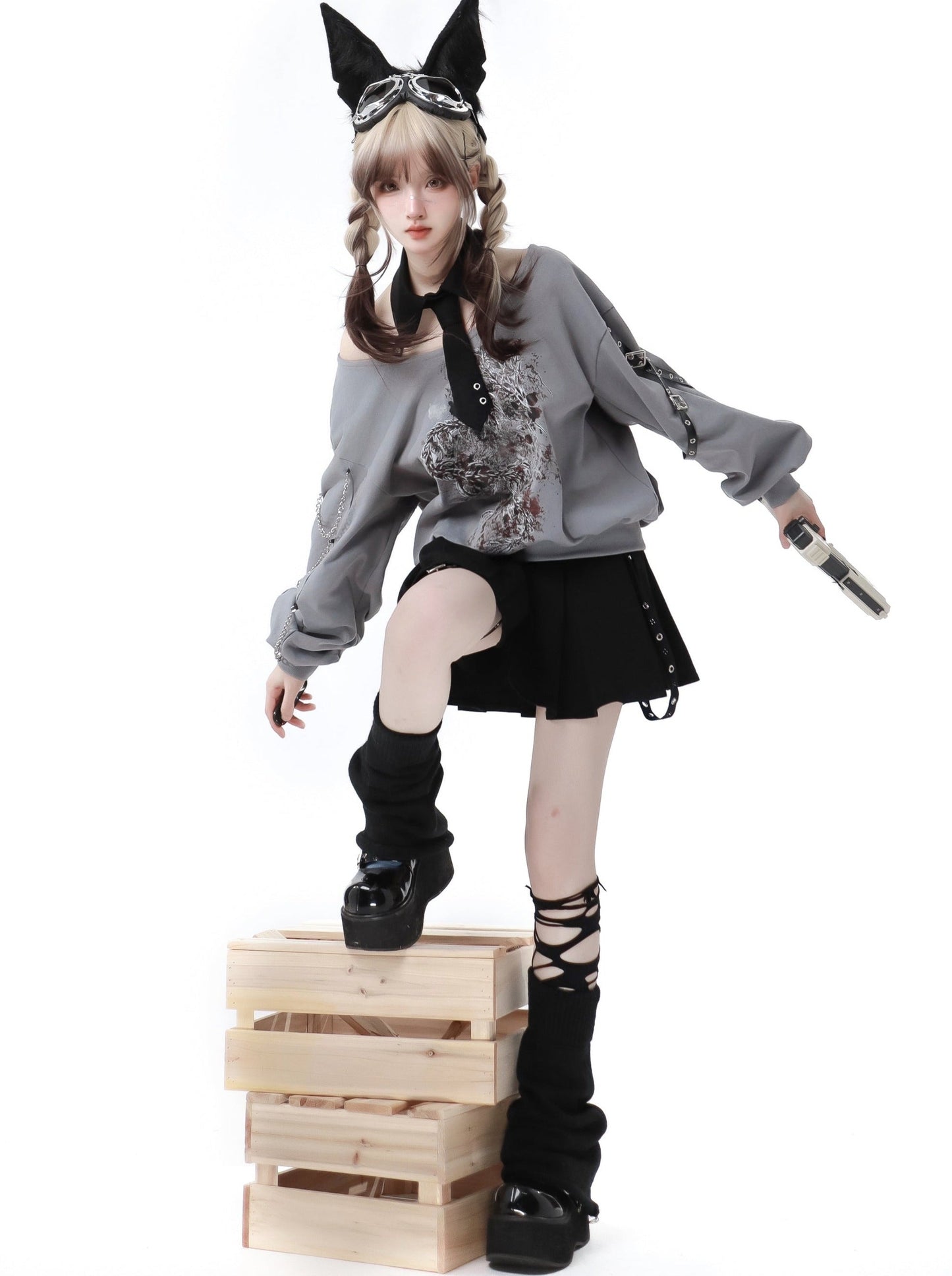 スリーププレス ドラゴン トップス + プリーツスカート