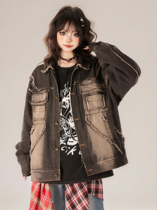 Gradient Street Black Denim Retro Jacket