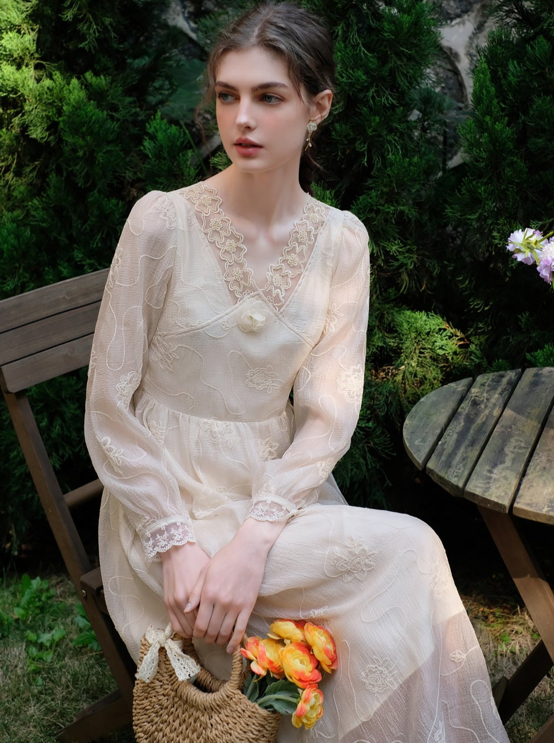 フラワードレスクイーンフレンチクラウドフェアリーシフォンミスト