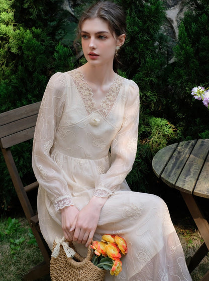 フラワードレスクイーンフレンチクラウドフェアリーシフォンミスト