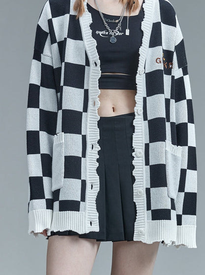 Over Block Cardigan Karo