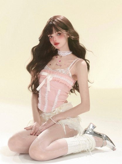 Camisole Tops Spitze Rüschen