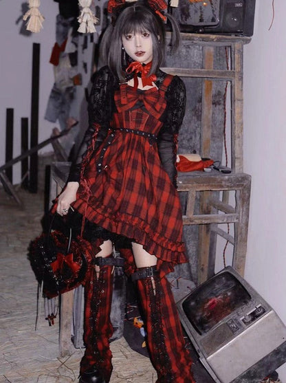 Covers Dark Leg Skirt Check Asymmetrical Rock Suspended