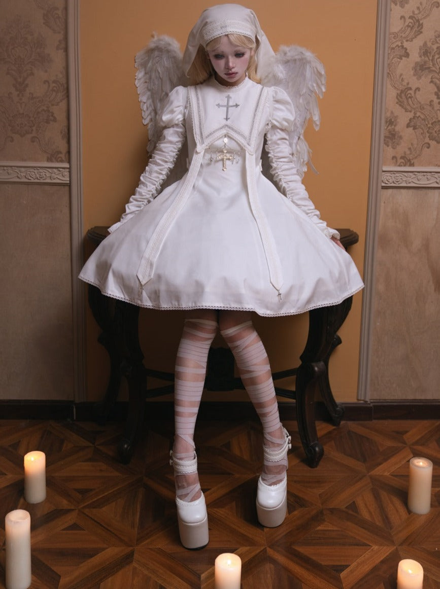 White Cross Moon Lolita Pure Dress
