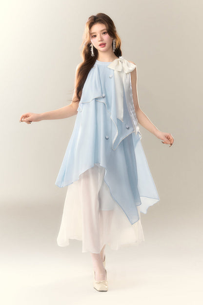 Neckholderkleid Blau Meerjungfrauenhals