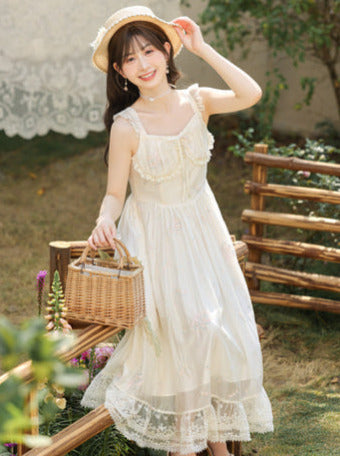 ショルダーフリルフリルフローラルレースドレスプリントジャケットロマンチック