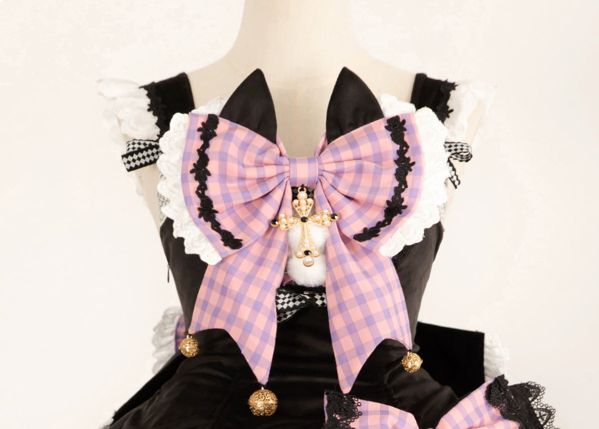 Pink and purple gingham large neck bow sold separately
