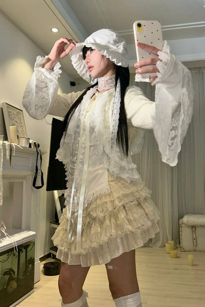 Cardigan Hooded Lace Luxury Velvet