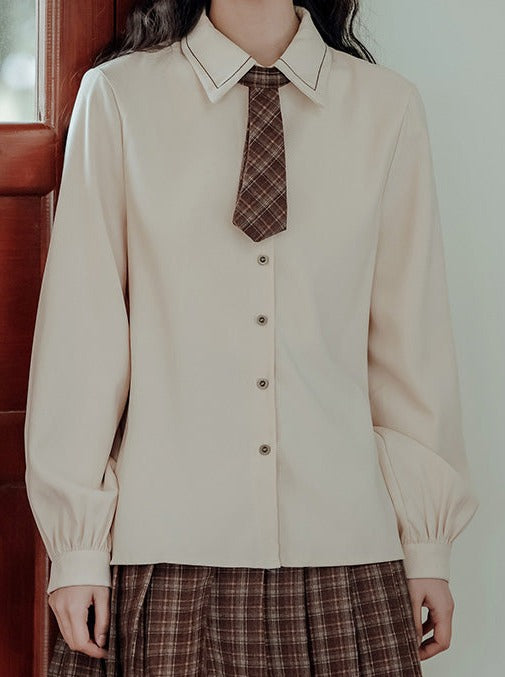 Vest College Skirt Colored Checked Knit Retro Shirt